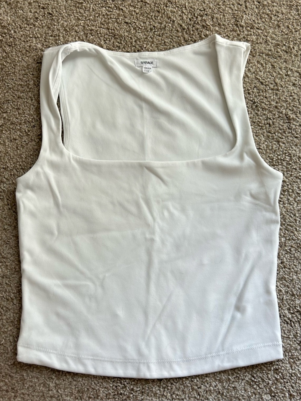 Garage White Square Neck Tank Top